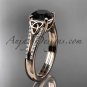 14kt rose gold celtic trinity knot engagement ring with a Black Diamond center stone CT7108