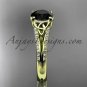 14kt yellow gold celtic trinity knot engagement ring with a Black Diamond center stone CT7108