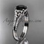 Platinum celtic trinity knot engagement ring with a Black Diamond center stone CT7108