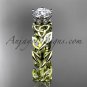14kt yellow gold celtic trinity knot bridal ring with a Moissanite center stone CT7124