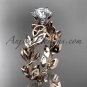 14kt rose gold celtic trinity knot bridal ring with a Moissanite center stone CT7124