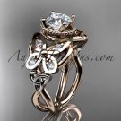 14kt rose gold diamond celtic trinity knot wedding ring,butterfly engagement ring CT7136