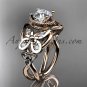 14kt rose gold diamond celtic trinity knot wedding ring,butterfly engagement ring CT7136