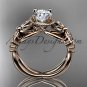 14kt rose gold diamond celtic trinity knot wedding ring,butterfly engagement ring CT7136