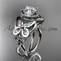 14kt white gold celtic trinity knot butterfly engagement ring with a Moissanite center stone CT7136