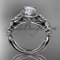 14kt white gold celtic trinity knot butterfly engagement ring with a Moissanite center stone CT7136