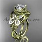 14kt yellow gold celtic trinity knot butterfly engagement ring with a Moissanite center stone CT7136