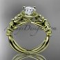 14kt yellow gold celtic trinity knot butterfly engagement ring with a Moissanite center stone CT7136