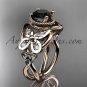14kt rose gold celtic trinity knot wedding ring,butterfly engagement ring, Black Diamond CT7136