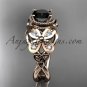 14kt rose gold celtic trinity knot wedding ring,butterfly engagement ring, Black Diamond CT7136