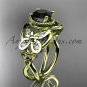 14kt yellow gold celtic trinity knot wedding ring,butterfly engagement ring, Black Diamond CT7136