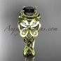14kt yellow gold celtic trinity knot wedding ring,butterfly engagement ring, Black Diamond CT7136