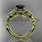 14kt yellow gold celtic trinity knot wedding ring,butterfly engagement ring, Black Diamond CT7136