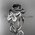Platinum celtic trinity knot wedding ring, butterfly engagement ring, Black Diamond CT7136