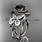 Platinum celtic trinity knot wedding ring, butterfly engagement ring, Black Diamond CT7136
