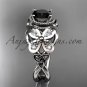 Platinum celtic trinity knot wedding ring, butterfly engagement ring, Black Diamond CT7136