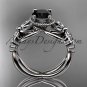 Platinum celtic trinity knot wedding ring, butterfly engagement ring, Black Diamond CT7136