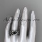 Platinum celtic trinity knot wedding ring, butterfly engagement ring, Black Diamond CT7136
