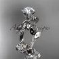 14kt white gold diamond leaf and vine engagement ring with a Moissanite center stone ADLR20