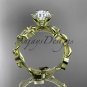 14kt yellow gold diamond leaf and vine engagement ring with a Moissanite center stone ADLR20