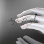 Platinum diamond leaf and vine engagement ring with a Black Diamond center stone ADLR20