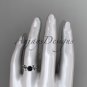 Platinum diamond leaf and vine engagement ring with a Black Diamond center stone ADLR20