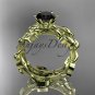 14k yellow gold diamond leaf and vine engagement set with a Black Diamond center stone ADLR20S