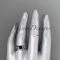 Platinum diamond leaf and vine engagement set with a Black Diamond center stone ADLR20S