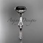 Platinum diamond vine wedding ring, engagement ring with Black Diamond center stone ADLR21A