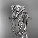 Platinum  diamond leaf and vine wedding ring, engagement set ADLR64S