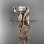 14kt rose gold diamond leaf and vine engagement set with a Moissanite center stone ADLR64S
