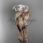 14kt rose gold diamond leaf and vine wedding ring, engagement set ADLR65S