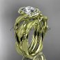 14kt yellow gold diamond leaf and vine wedding ring, engagement set ADLR65S