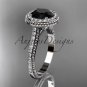 14kt white gold diamond unique engagement ring with a Black Diamond center stone ADER97