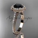 14kt rose gold diamond unique engagement ring with a Black Diamond center stone ADER97