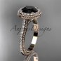 14kt rose gold diamond unique engagement ring with a Black Diamond center stone ADER97