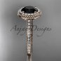 14kt rose gold diamond unique engagement ring with a Black Diamond center stone ADER97