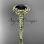 14kt yellow gold diamond unique engagement ring with a Black Diamond center stone ADER97