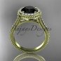 14kt yellow gold diamond unique engagement ring with a Black Diamond center stone ADER97