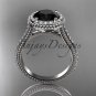 Platinum diamond unique engagement ring with a Black Diamond center stone ADER97
