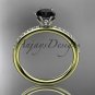 14kt yellow gold diamond unique engagement ring with a Black Diamond center stone ADER145