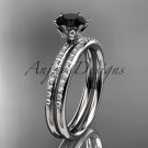 14kt white gold diamond engagement set, wedding ring with a Black Diamond center stone ADER145S