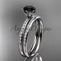 14kt white gold diamond engagement set, wedding ring with a Black Diamond center stone ADER145S