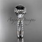 14kt white gold diamond unique engagement ring with a Black Diamond center stone ADER146