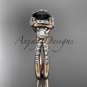 14kt rose gold diamond unique engagement ring with a Black Diamond center stone ADER146