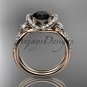 14kt rose gold diamond unique engagement ring with a Black Diamond center stone ADER146