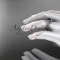14kt rose gold diamond unique engagement ring with a Black Diamond center stone ADER146