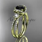 14kt yellow gold diamond unique engagement ring with a Black Diamond center stone ADER146