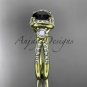 14kt yellow gold diamond unique engagement ring with a Black Diamond center stone ADER146