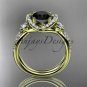 14kt yellow gold diamond unique engagement ring with a Black Diamond center stone ADER146